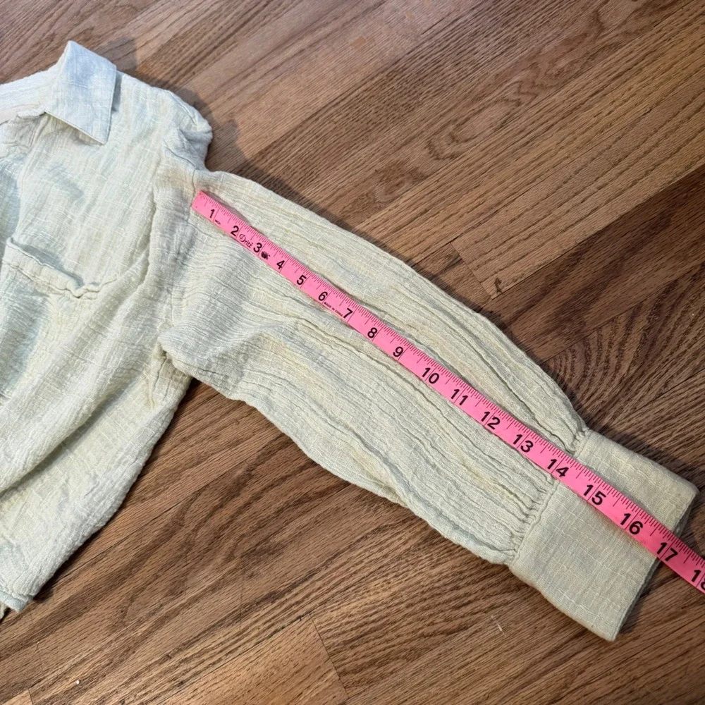 Free People We The Free Pale Green Gauze‎ Button Down Shirt Small S Oversized